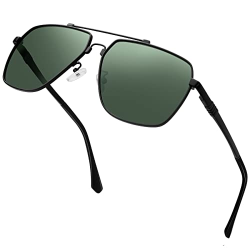 KANASTAL Polarized Sunglasses for Men, Large Metal Frame Men's Sun Glasses, Fashion Lightweight Shades for Outdoors Military Style 100% UV400 Protection (G15)