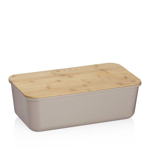 Boîte à pain grise kela APART 38cm avec couvercle bambou - 2