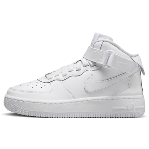 Nike Air Force 1 Mid EasyOn Big Kids' Shoes (FN1193-111, White/White-White) Size 6.5