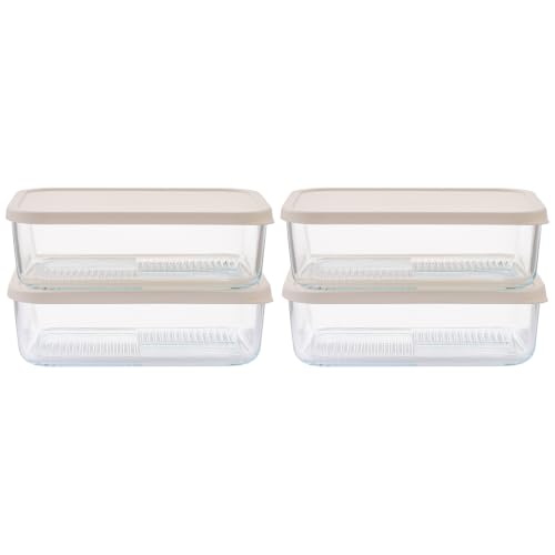 8-Piece Airtight Borosilicate Glass Food Storage Set with Snap Lids, 4 x 57.5oz - Vanilla Mist by Container Culture by DuraLiving