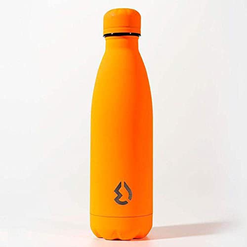 Botella Water Revolution Termo INOX. Premium 500ml antigoteo, Alta Resistencia, BPA Free (Naranja Flúor)