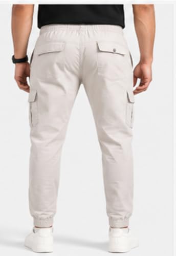 Image of Men's Jogger Cargo Pants | Stretchable Cotton Blend Utility Trousers | Regular Fit Multi Pocket Casual Bottom Wea