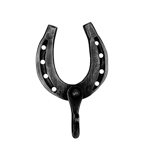 Living Ideas LIAMZ062 Hand Forged Horse Shoe Wall Hooks Wrought Iron Handmade Vintage Coat Hook thumb #1