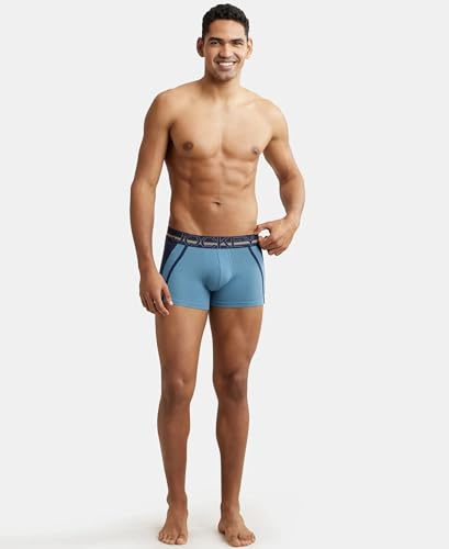 Image of Jockey US21 Men's Super Combed Cotton Elastane Stretch Solid Trunk with Ultrasoft Waistband
