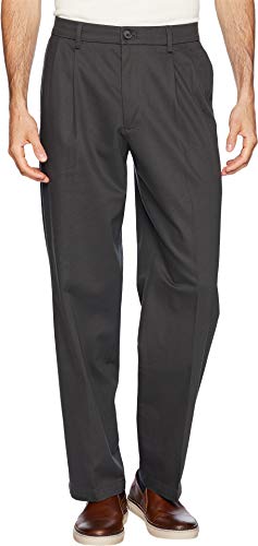 Dockers Men's Relaxed Fit Signature Khaki Lux Cotton Stretch Pants - Pleated, Steelhead, 40W x 30L