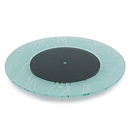 appeasy Revolving Turntable Serving Tray | Revolving Tray for Dining Table | Lazy Susan Revolving Toughened Glass Dining Table Centerpiece with Revolving Disc Round - 24 Inches Line Print