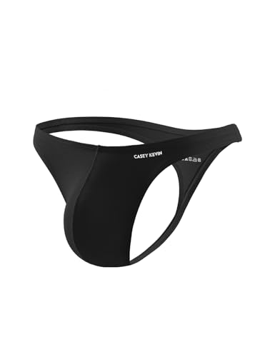 Casey Kevin Men's Thong Underwear for Men Breathable G-String Lightweight T-Back Sexy Bikini (Black,Small)
