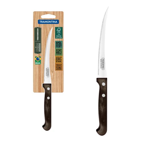 Tramontina LANDHAUS Tomatenmesser, Küchenmesser, rostfreier Edelstahl, Holzgriff FSC, spülmaschinenfest, 13 cm