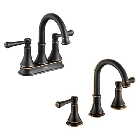 TimeArrow Oil Rubbed Bronze 8 inch Widespread Bathroom Sink Faucet, 4 Inch Two Handle Centerset Bathroom Faucet for Sink 3 Holes with Pop up Drain, TAF830Y067Y-ORB Cover
