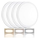 4 Pack LED Flush Mount Ceiling Light, 24W Ultra Thin Round White 3000k/4000k/6500k 3 Color Temperatures Adjusted 12 Inch Modern Ceiling Lights for Bedroom Bathroom Kitchen (4)
