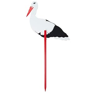 Bieco XXL ooievaar geboorte voor buiten, van hout, 100 cm groot, welkom geboortecadeau voor baby’s, jongens of meisjes, tuinsteker, kinderboom, ooievaarstandaard