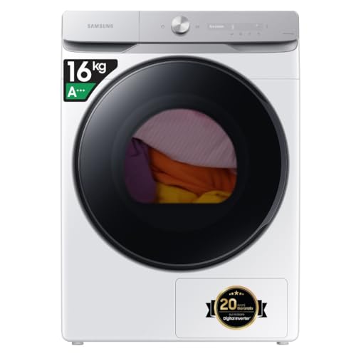 Samsung Asciugatrice DV16DG8600BW/U3, 16 kg, Pompa di Calore, Wifi, AI Dry, Programma Igienizzante, Carica Frontale, 68,6L x 98,4H x 84,4P cm