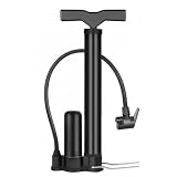 Hellery Pompa Bicicletta con Meccanismo Doppia Valvola Pressione Fino PSI Corpo in Acciaio Inossidabile Base Stabile Adatta per Gonfiare Pneumatici Bici Auto Attrezzature Sportive, Nero, Corto Hp