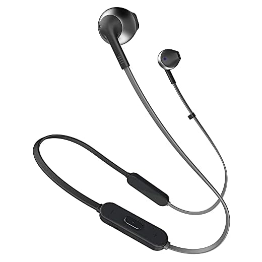 JBL T205BT Pure Bass Wireless Metal Earbud Headphones with Mic (Black)
