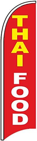 Thai Food - Windless Swooper Flag Feather Banner Sign 2.5x11.5 ft Tall (Flag Only) rb