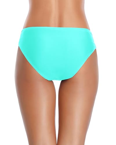 Image of Tempt Me Women Twist Bikini Bottom Moderate High Cut Bathing Suit Bottoms Ruched Swimsuit Bottom