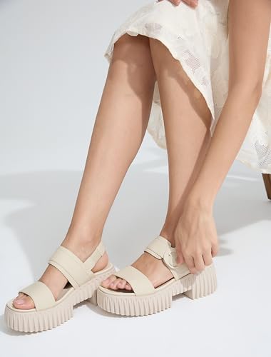 Image of UBFEN Womens Platform Sandals Comfortable Arch Support 2 Adjustable Straps | 2.75'' Lightweight Chunky Heel, Soft Cushioned Footbed, Non-slip for Dressy, Work, and Casual Wear
