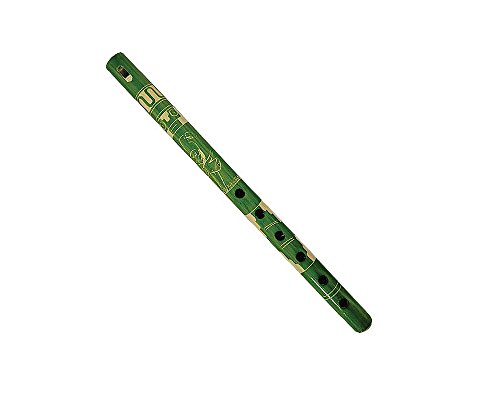 Colored Bamboo Wooden Native Tribal Nature Pattern Flute Woodwind Recorder - Handmade Gifts Ethnic Musical Instruments (Lime)