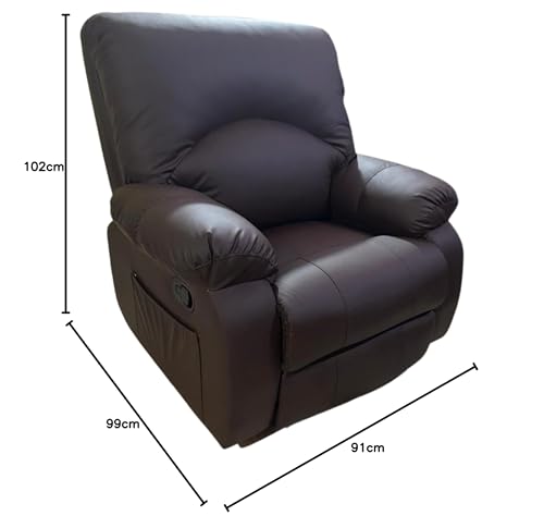 Image of Recliner Sofa Manual Single seat Chair in Leatherette with 5 Years Warranty Motion 1 Seater Reclining Couch Modern & Stylish Living Room settees recliners Comfy Lumbar Support for Sleep