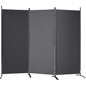 VEVOR Room Divider, 6.1 ft Room Dividers and Folding Privacy Screens (3-Panel), Fabric Partition Room Dividers for Office, Bedroom, Dining Room, Study, Freestanding, Dark Grey