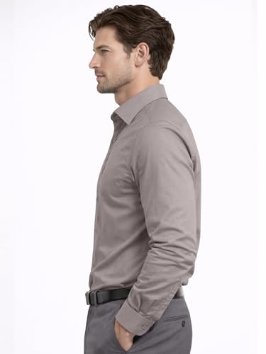 Image of FILO HEVIS Men's Shirt Regular Fit Solid Self-Cord Cotton Blended, Soft Fabric Stylish Formal Wear Man Shirt, Spread Collar Full Sleeves,(Available in Plus Size)