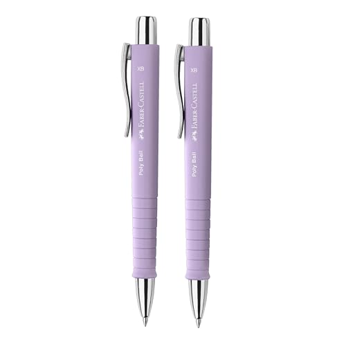 Faber-Castell 205090 - Kugelschreiber Poly Ball sweet lilac, 2 Stück, mit auswechselbarer XB Mine, dokumentenecht