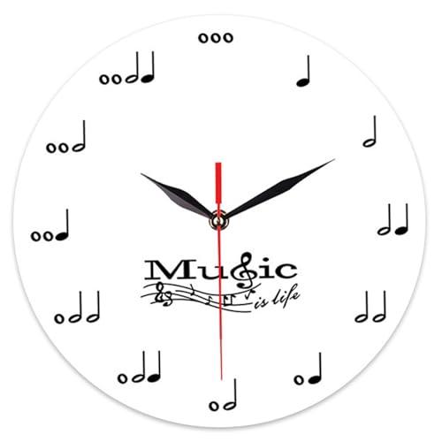 Reloj de Pared Que Funciona con batería, 12 '' Nota de música acrílica Decorativa con Movimiento silencioso, número Musical preciso para Sala de Estar, Dormitorio y Relojes Op