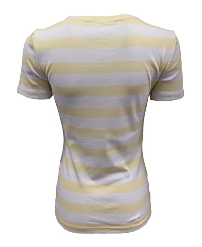 Tommy Hilfiger Womens Crewneck Solid Color Logo T-Shirt (Medium, Yellow/White (Wide Stripes)) #TOP28