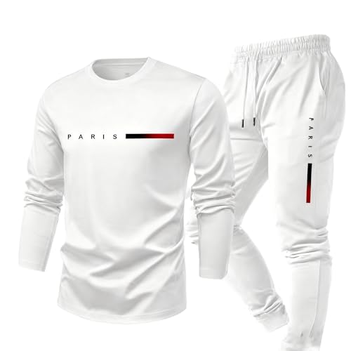 Survêtement homme respirant 2 pièces : ensemble de jogging uni à manches longues confortable