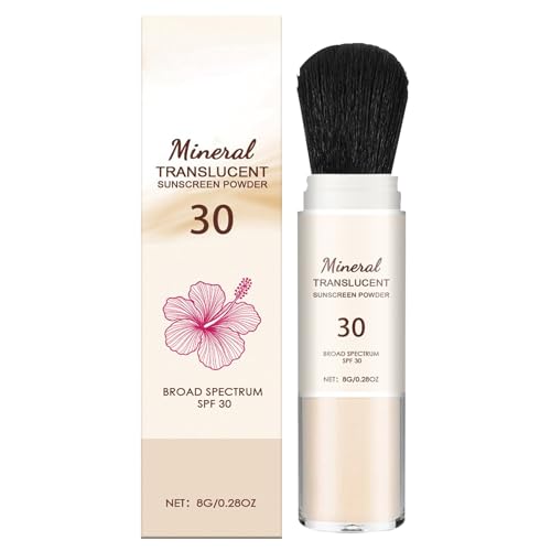 Protección mineral trópica hawaiana Sunspreen - Polvo mineral de protección solar impermeable SPF 30 con cepillo | Polvo de bloqueador solar a prueba de sudor esencial de playa para la cara y el cuerp