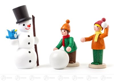Miniature Enfants d'hiver et bonhomme de neige Rudolphs Schatzkiste, cadeau de Noël en bois