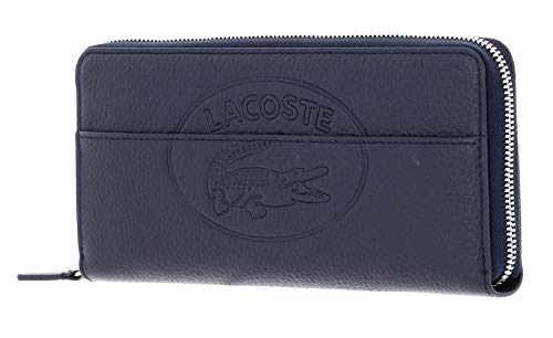 Lacoste Croco Crew petit portefeuille zippé bleu marine en cuir véritable peacoat