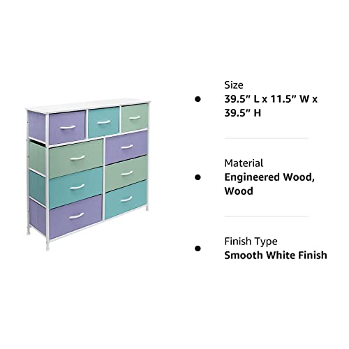 Sorbus Kids Dresser With 9 Drawers - Furniture Storage Chest Tower Unit For Bedroom, Hallway, Closet, Office Organization - Steel Frame, Wood Top, Fabric Bins (Pastel 2, Pastel) #TOP7