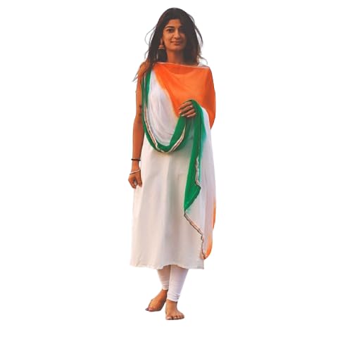 Women’s Cotton Tri-Colour Dupatta | Soft Lightweight Tricolor Scarf for Kurti & Ethnic Wear | Patriotic Indian Flag Inspired Dupatta for Festivals & National Celebrations (2 Piece)-picture-26