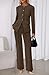 BTFBM Two Piece Set for Women Spring Fashion 2026 Business Casual Long Sleeve Blazer Jackets Wide Leg Pant Suits Pockets(Brown, Large)