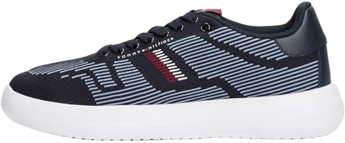 Tommy Hilfiger Men’s Modern Knit Cupsole Trainers with Logo Print, Blue (Desert Sky), 9