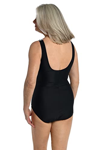 Maxine Of Hollywood Women's Standard Side Shirred Girl Leg One Piece Swimsuit, Black//Ombre Animal, 16 - Image 2