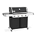 Weber Genesis E-415 Liquid Propane Gas Grill for Outdoor Cooking, 4 Burners, Black – Porcelain-Enameled Cast-Iron Grates & PureBlu Burners