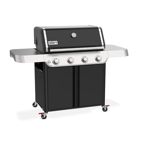 Image of Weber Genesis E-415 Liquid Propane Gas Grill for Outdoor Cooking, 4 Burners, Black - Porcelain-Enameled Cast-Iron Grates & PureBlu Burners