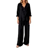 Ensemble Femme en Lin Tenue Chic Et Elegant Vetement Grande Taille Ete Jogging Hawaienne T...