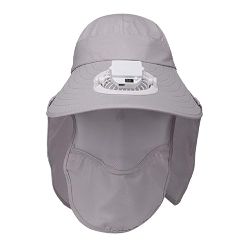 Chapeau de ventilateur rechargeable USB homme femme et cache-cou amovible gris