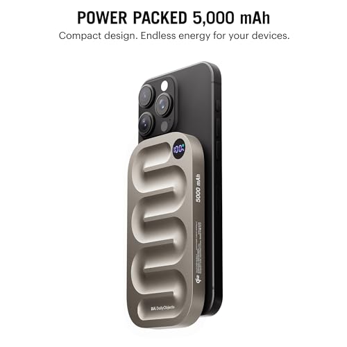Image of DailyObjects Loop Qi2 Certified Mag-Safe Compatible Aluminium Wireless Power Bank|5000 Mah|Fast Charging 20W|Compatible with Samsung /OnePlus /iPhone 12 /13 /14 /15 /16 /Pro Max|Sleek & Light- Titanium
