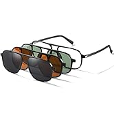 UNIEOWFA 3Pcs Polarized Magnetic Clip-on Sunglasses for men Aviator UV400 Magnetic Clip on Glasses