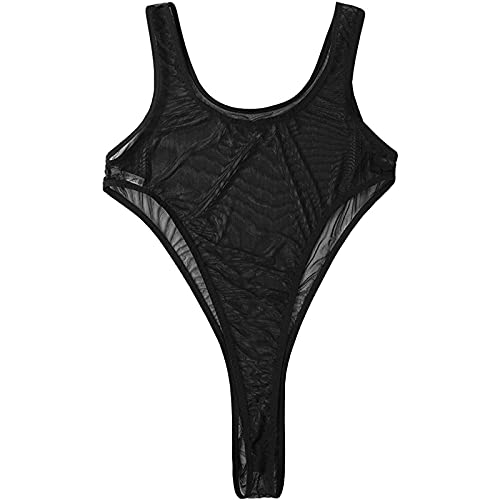 DRHOM Men's One-Piece Sheer Mesh Tank Leotard Jumpsuit U Neck Wrestling Singlet Bodysuit Underwear3
