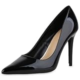  VAN HILL Damen High Heels Stiletto Lack Party Schuhe 213553 Schwarz Lack 37