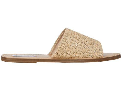 Steve Madden Steve Madden Grace Slide Sandals for Women – Almond Toe Silhouette – Easy Slip-on Style – Cushioned Footbed Natural Raffia 6.5 M