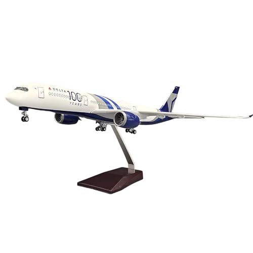 SCYYBF Delta Airlines A350-900 Aircraft Model 100th Airplane Anniversary Collectible Desktop Display Plane for Aviation Enthusiasts Collectors and Gift Giving(Normal)