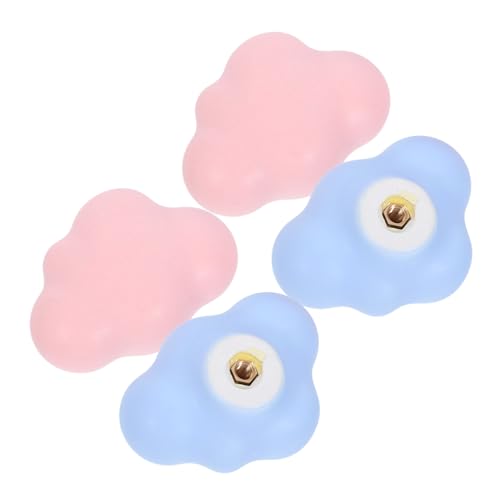 VICASKY 4pcs Cute Cloud Shaped Ceramic Drawer Knobs for Rooms Handles Pink Light Blue for Cabinets Closets Adorable Cartoon Design for Boys
