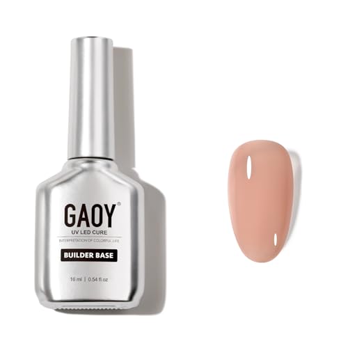 GAOY 16ml Rubber Base Gel, Jelly Builder Base Nail Gel Nude Sheer Pink, 3-in-1 Soak Off Nail Strengthener UV Light Cure, 03 Misty Nude