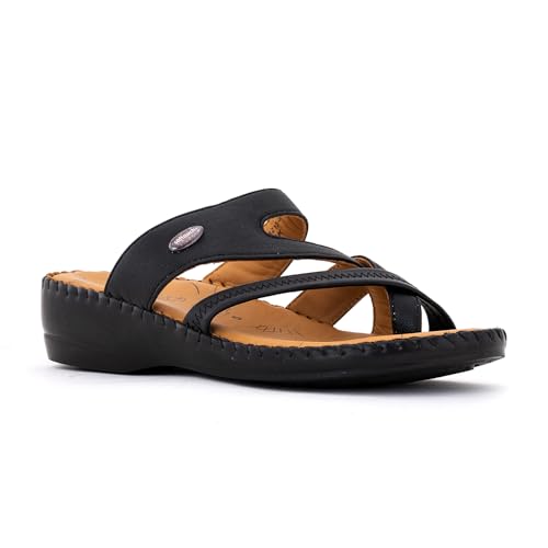 Image of Khadim's Softouch Leather Wedge Heel Slip On Sandal for Women